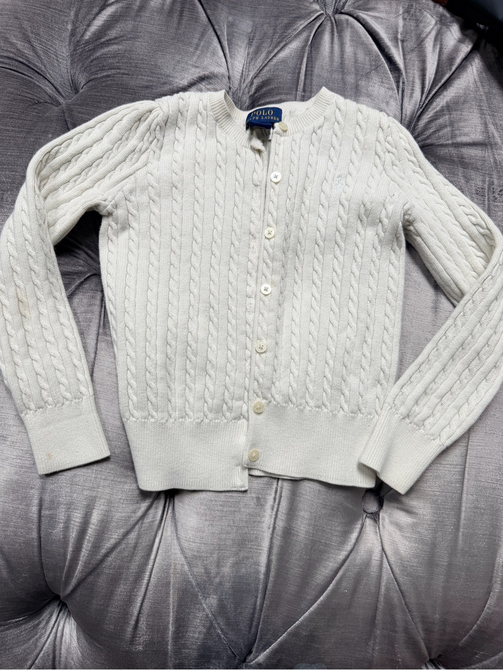 Polo by Ralph Lauren Ivory Cable-Knit Button Cardigan
